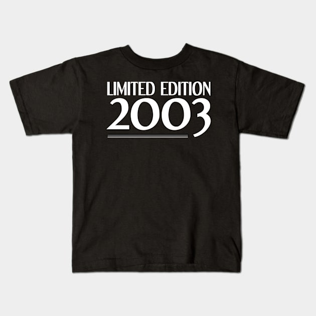 Limited edition 2003 18 years old 18 birthday Kids T-Shirt by FNO